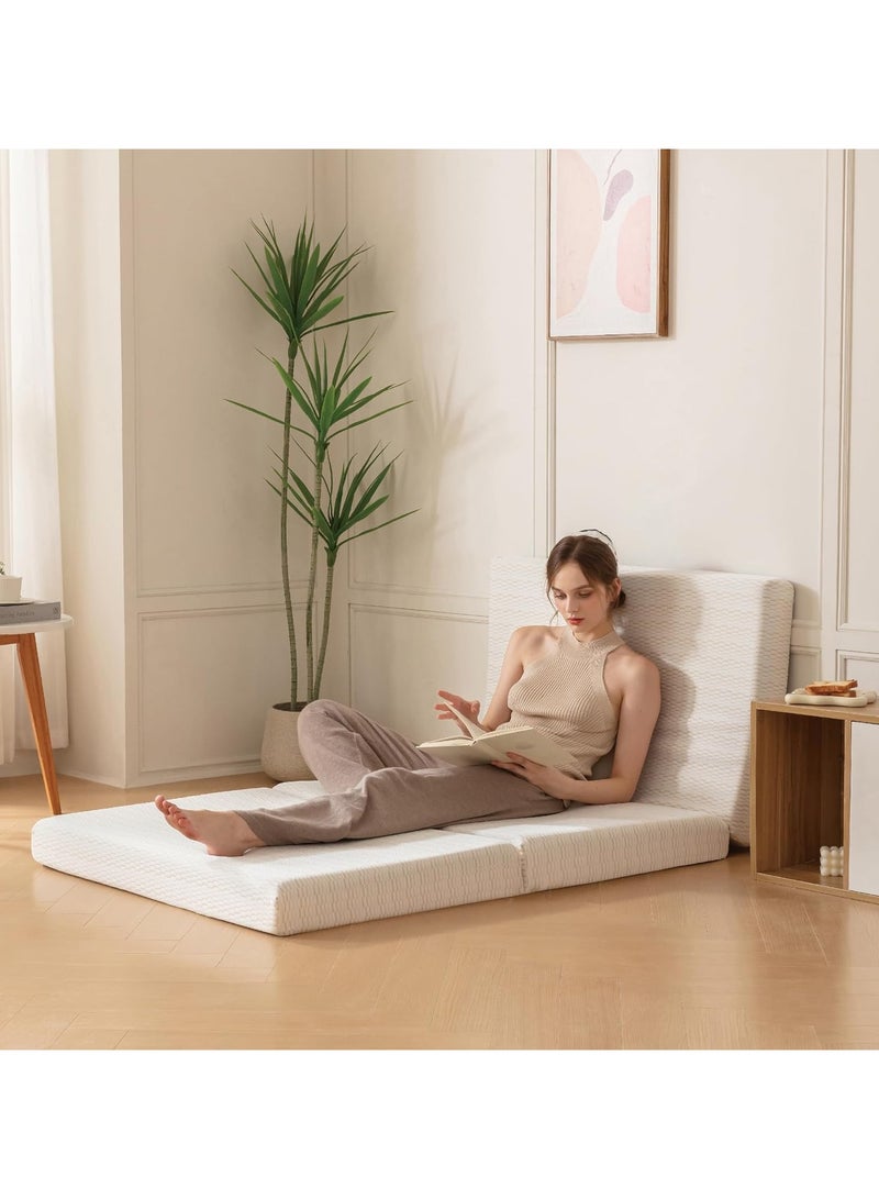 Comfy مرتبة مريحة من القطن المحبوك باللون الأبيض مقاس 180 × 90 × 10 سم من الإسفنج الناعم قابلة للطي للاستخدام اليومي - Image 2