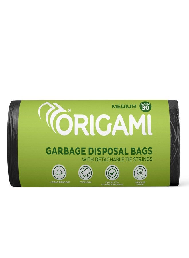 Origami Garbage Bags for Dustbin | Medium Size Trash Bags 180 Count (30 Bags x 6 Rolls) | 19 x 21 Inch Strong Disposable Waste Bag | Suitable for Wet & Dry Waste - Black - Image 2