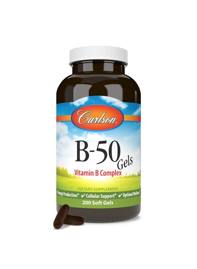 Carlson - B-50 Gels, Vitamin B Complex, Energy Production, Cellular Support & Optimal Wellness, 200 Softgels - Image 5