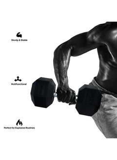 anythingbasic. Hexagonal Dumbbell of 20kg (44LB) Includes 1 * 20Kg (44LB) | Material : Iron with Rubber Coat | Exercise, Fitness and Strength Training Weights at Home/Gym | Unisex  - Image 4