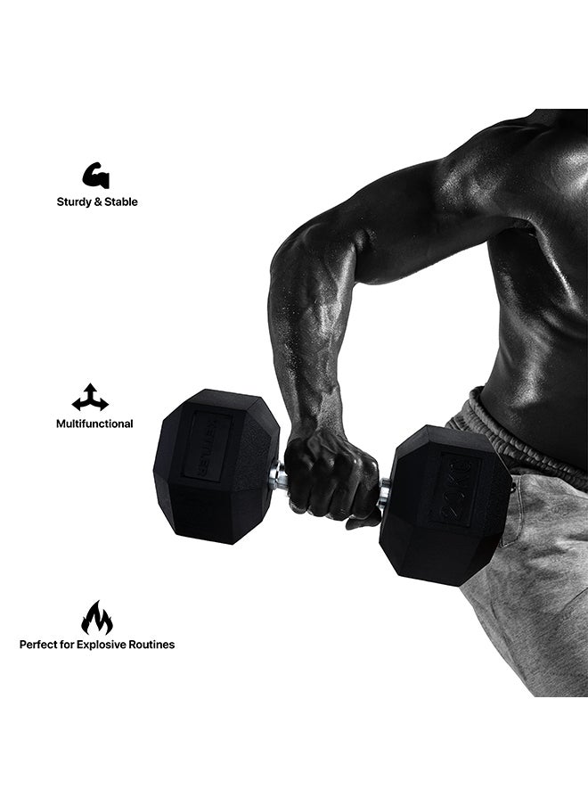anythingbasic. Hexagonal Dumbbell of 20kg (44LB) Includes 1 * 20Kg (44LB) | Material : Iron with Rubber Coat | Exercise, Fitness and Strength Training Weights at Home/Gym | Unisex  - Image 4