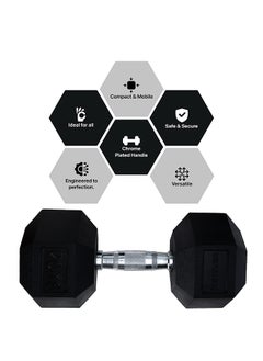 anythingbasic. Hexagonal Dumbbell of 20kg (44LB) Includes 1 * 20Kg (44LB) | Material : Iron with Rubber Coat | Exercise, Fitness and Strength Training Weights at Home/Gym | Unisex  - Image 2