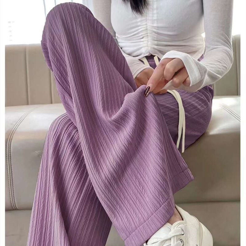 Cloud Pants Women 2025 Spring and Summer Versatile High-Waisted New Long Pants Drape Casual Straight Pants Slimming Cool Pants Purple  - Image 1