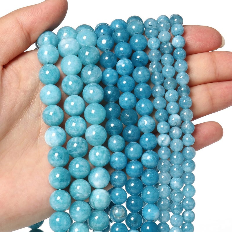 60pcs 6mm Natural Stone Beads Blue Chalcedony Beads Crystal Gemstone for Jewelry Making DIY Bracelet Necklace