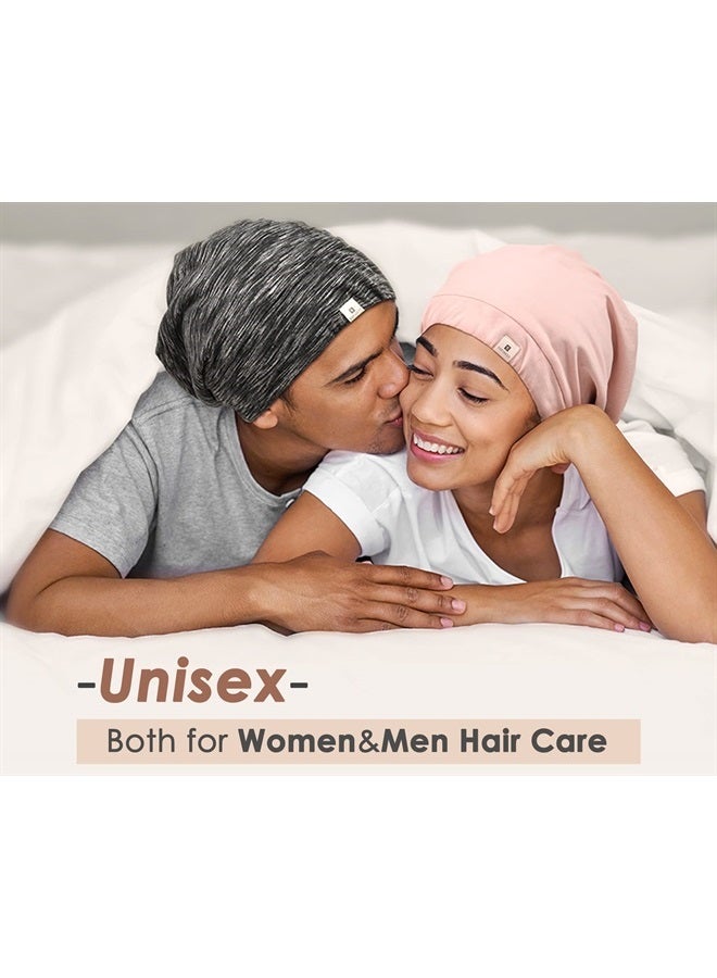 YANIBEST Slouchy Beanie Hat Satin Lined Sleep Cap Satin Bonnet Chemo Headwear Caps for Women and Men Light Grey - Image 5