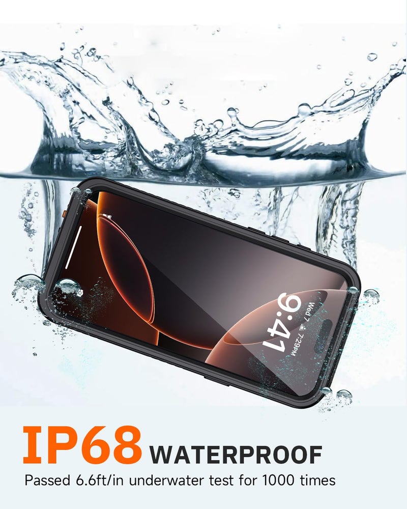 Lanhiem Privacy for iPhone 16 Pro Max Waterproof Case, Dustproof Case with Privacy Screen Protector, Heavy Duty Full Body Anti-Spy Waterproof Phone Cover 6.9" (Black) - Image 2