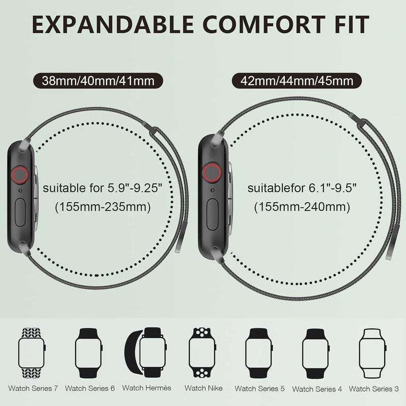 XST Compatible for Apple Watch Band 38mm 40mm 41mm 42mm 44mm 45mm 46mm 49mm Stainless Steel Mesh Loop Wristband Strap Compatible with iWatch Ultra Series 11/10/9/8/7/6/5/4/3/2/1/SE Multi Color - Image 2