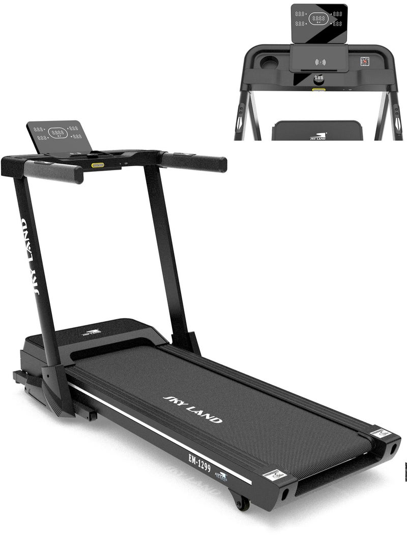 Sky Land - Foldable Treadmill with Auto Incline, 3.0 HP Motor, Bluetooth & Fitness App Compatibility, 18 km/h Speed, 120kg Capacity, Electric Running Machine for Home & Gym with LCD Display & Heart Rate Monitor – EM-1299 - Image 1