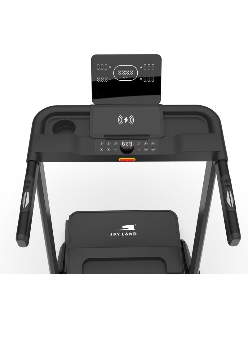 Sky Land - Foldable Treadmill with Auto Incline, 3.0 HP Motor, Bluetooth & Fitness App Compatibility, 18 km/h Speed, 120kg Capacity, Electric Running Machine for Home & Gym with LCD Display & Heart Rate Monitor – EM-1299 - Image 1