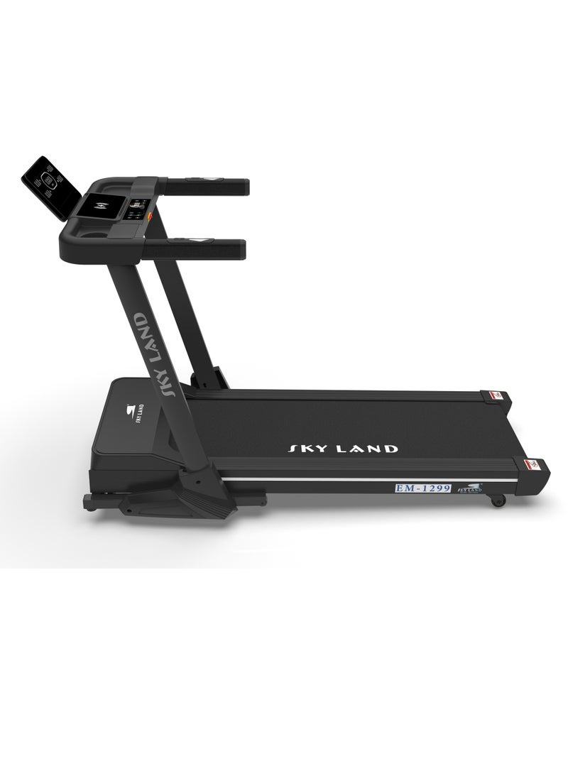 Sky Land - Foldable Treadmill with Auto Incline, 3.0 HP Motor, Bluetooth & Fitness App Compatibility, 18 km/h Speed, 120kg Capacity, Electric Running Machine for Home & Gym with LCD Display & Heart Rate Monitor – EM-1299 - Image 1