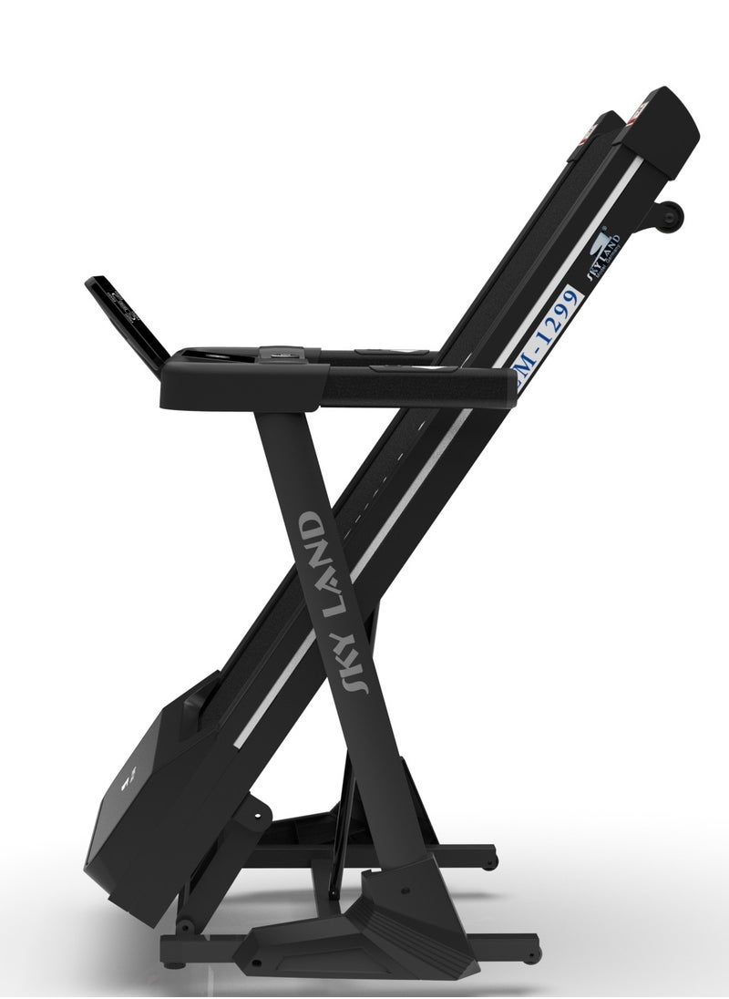 Sky Land - Foldable Treadmill with Auto Incline, 3.0 HP Motor, Bluetooth & Fitness App Compatibility, 18 km/h Speed, 120kg Capacity, Electric Running Machine for Home & Gym with LCD Display & Heart Rate Monitor – EM-1299 - Image 1