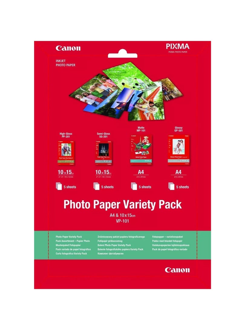 Canon VP-101 Photo Paper Variety Pack 4x6 and A4