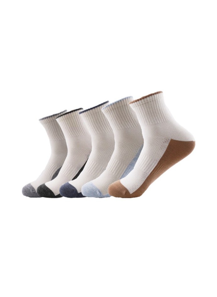 Globalests - Mid-Length adult Socks, Sweat-Absorbent And Breathable Sports Socks, Cotton Mid-Length Socks For All Seasons, 5 Pairs - Image 1