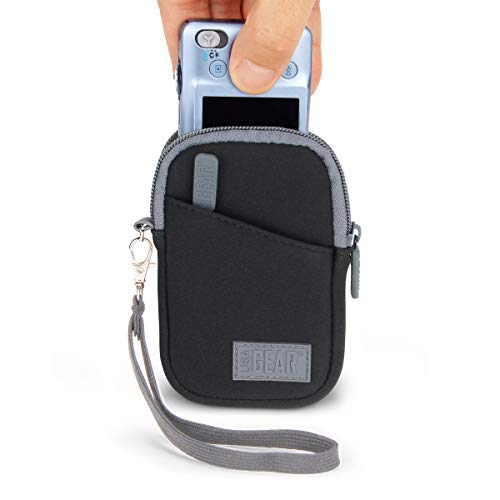 USA Gear Small Camera Case Compatible with Nikon Coolpix A10, S4300, S6900, W300, L22 & More - Digital Camera Sleeve Neoprene, Belt Loop, Wrist Strap, Pocket for SD Cards, Batteries (Black) - Image 2