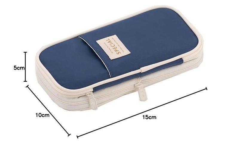 LABUK Polyester Large Capacity Pencil Case Pouch, Cute Aesthetic Big Capacity Zipper Cases Pen Portable Office Stationery Makeup Bag, Desk Organizer For College Adults Women Men (Blue) - Image 3