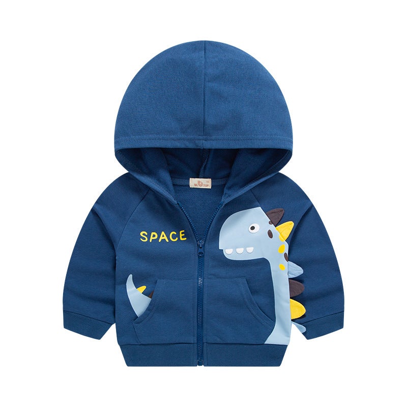 2024 Dinosaur Theme Boys Autumn Jacket Kids Sweater Cardigan wt5009 Cow Blue 