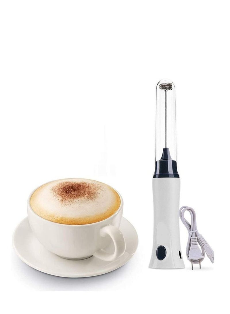 Rechargeable whisk, handheld stainless steel milk frother foamer, coffee mixer with charging cable - Image 1