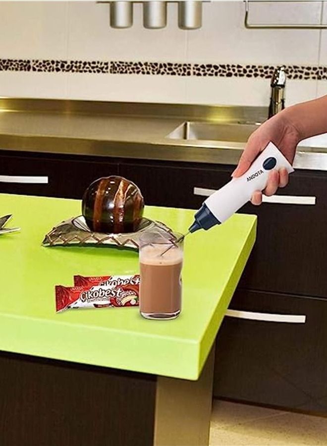 Rechargeable whisk, handheld stainless steel milk frother foamer, coffee mixer with charging cable - Image 3