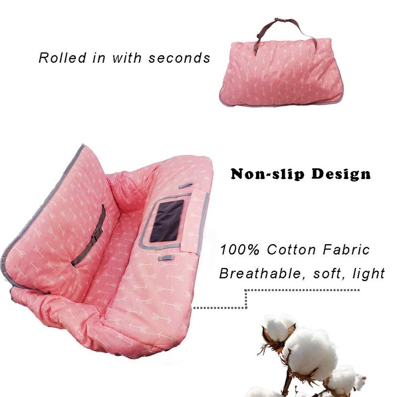 ICOPUCA Shopping Cart Covers for Baby Girl, Cotton High Chair Cover, Machine Washable for Infant, Toddler (Pink) - Image 3