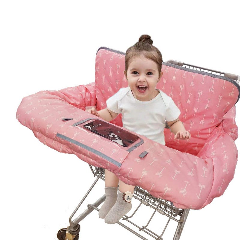 ICOPUCA Shopping Cart Covers for Baby Girl, Cotton High Chair Cover, Machine Washable for Infant, Toddler (Pink) - Image 1