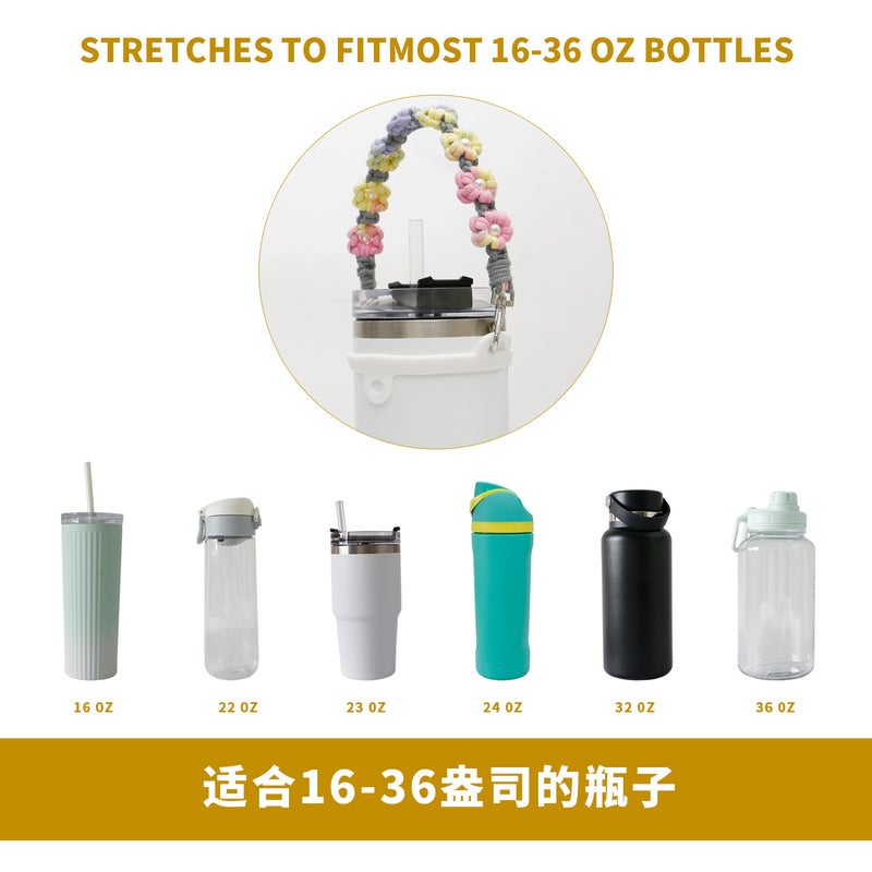 Jamie New Small Portable Fashionable Drink Lanyard Hand-Woven Daisy Silicone Ring Water Cup Belt - Image 3