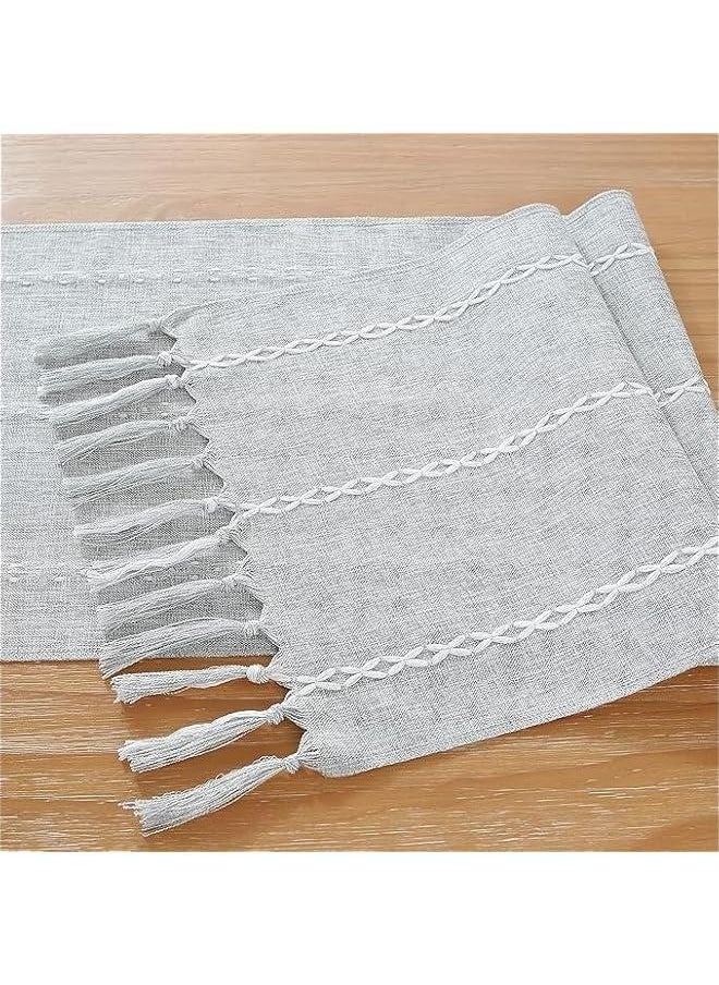 HOOKOR Macrame Table Runner, 72 Inches Rustic Farmhouse Table Runners with Tassels, Boho Cotton Linen Table Runner for Table Decorations, Holiday Party and Wedding  - Image 3