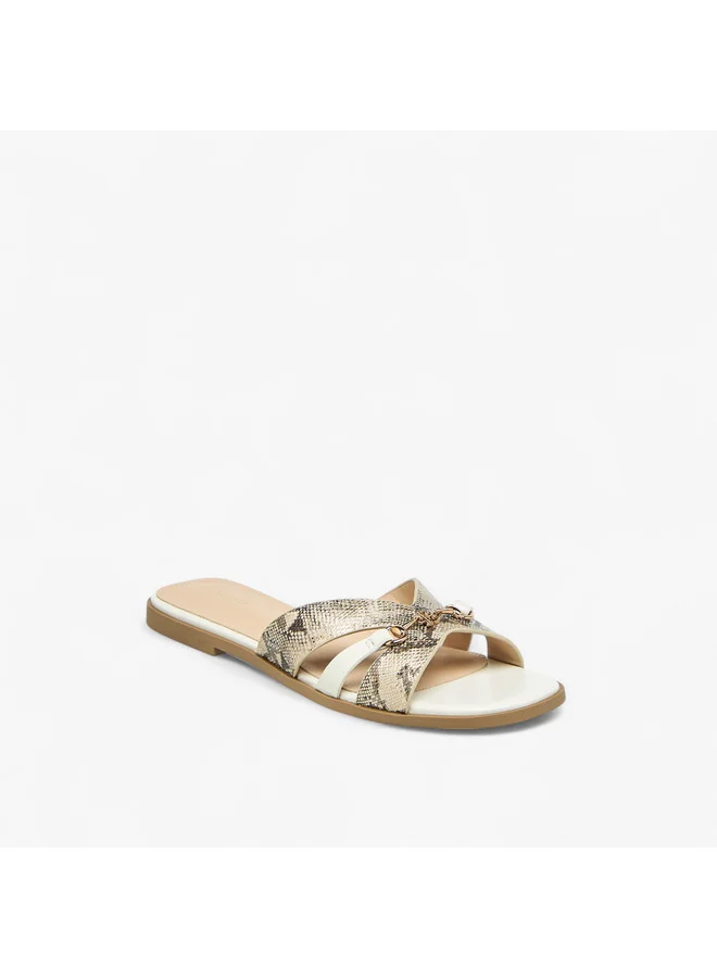 فلورا بيلا من شو إكسبرس Women Animal Print Slip-On Cross Strap Flat Sandals