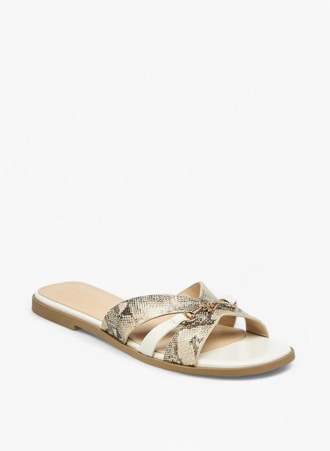 فلورا بيلا من شو إكسبرس صنادل مسطحة نسائية بنقشة حيوانات بشريط متقاطع سهل الارتداء