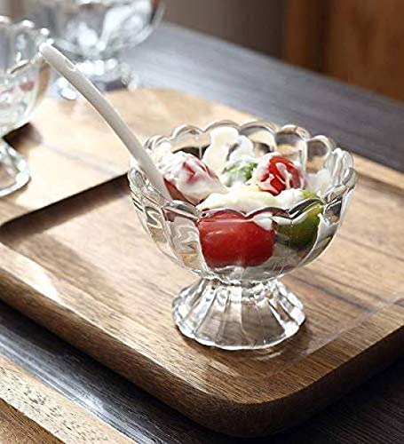 Toxen 6pcs Glass Ice Cream Bowls Glass Dessert Cups for Sundae Ice Cream Fruit Salad Cocktail LeadFree Footed Dessert Cups Kitchen Prep Dishwasher Safe 140ML - Image 5