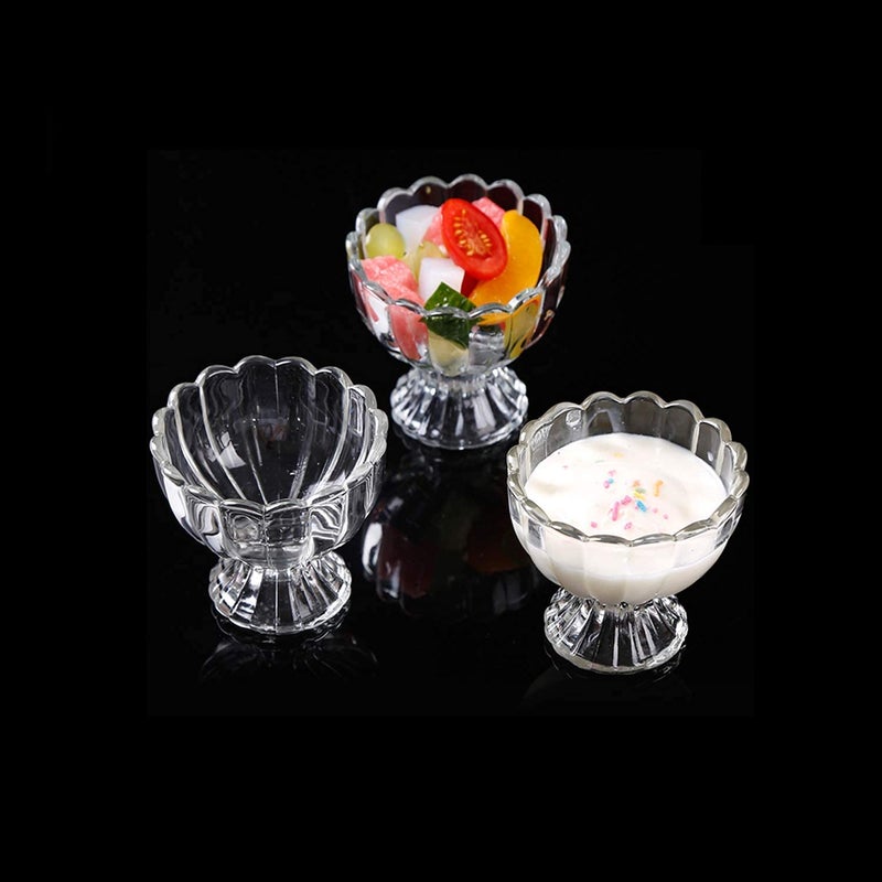 Toxen 6pcs Glass Ice Cream Bowls Glass Dessert Cups for Sundae Ice Cream Fruit Salad Cocktail LeadFree Footed Dessert Cups Kitchen Prep Dishwasher Safe 140ML - Image 4