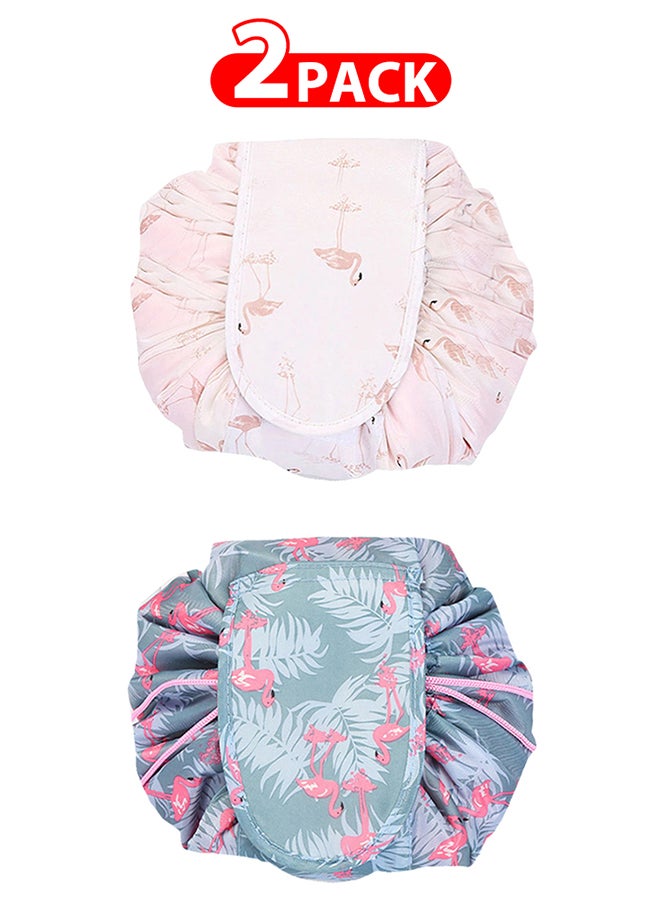 MARGOUN 2 Pack Drawstring Lazy Cosmetic Travel Bag Women Makeup Bag for Travel and Household to Storing Cosmetics - Image 1