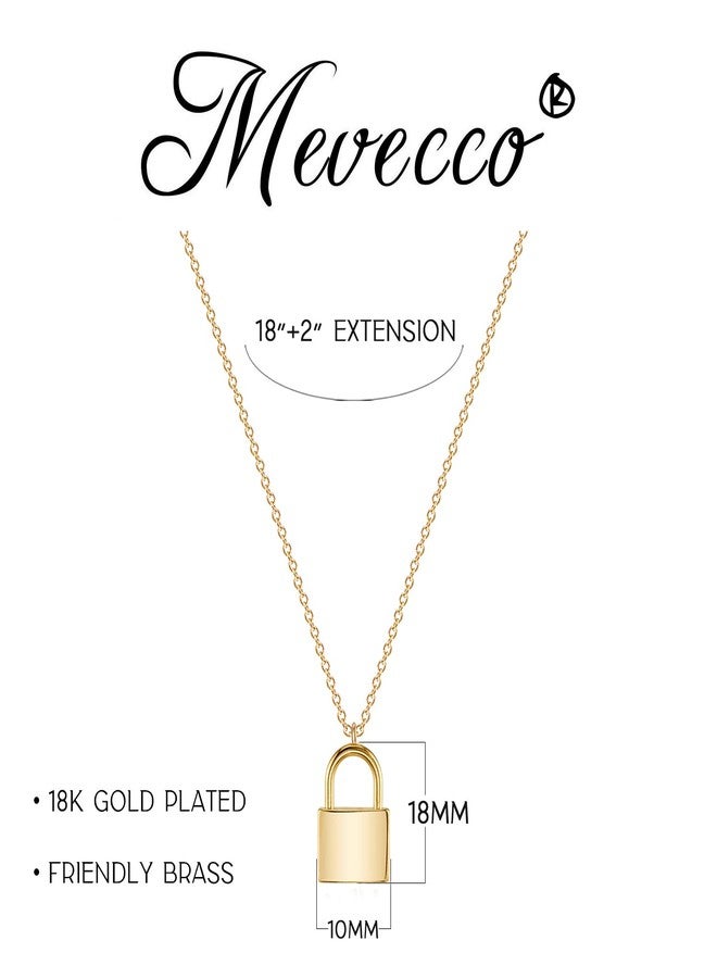 MEVECCO Gold Dainty Lock Necklace for Women 18K Gold Plated Cute Tiny Padlock Boho Love Elegant Necklace - Image 2