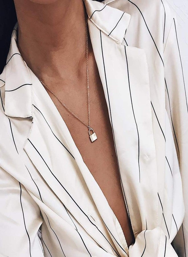 MEVECCO Gold Dainty Lock Necklace for Women 18K Gold Plated Cute Tiny Padlock Boho Love Elegant Necklace - Image 3