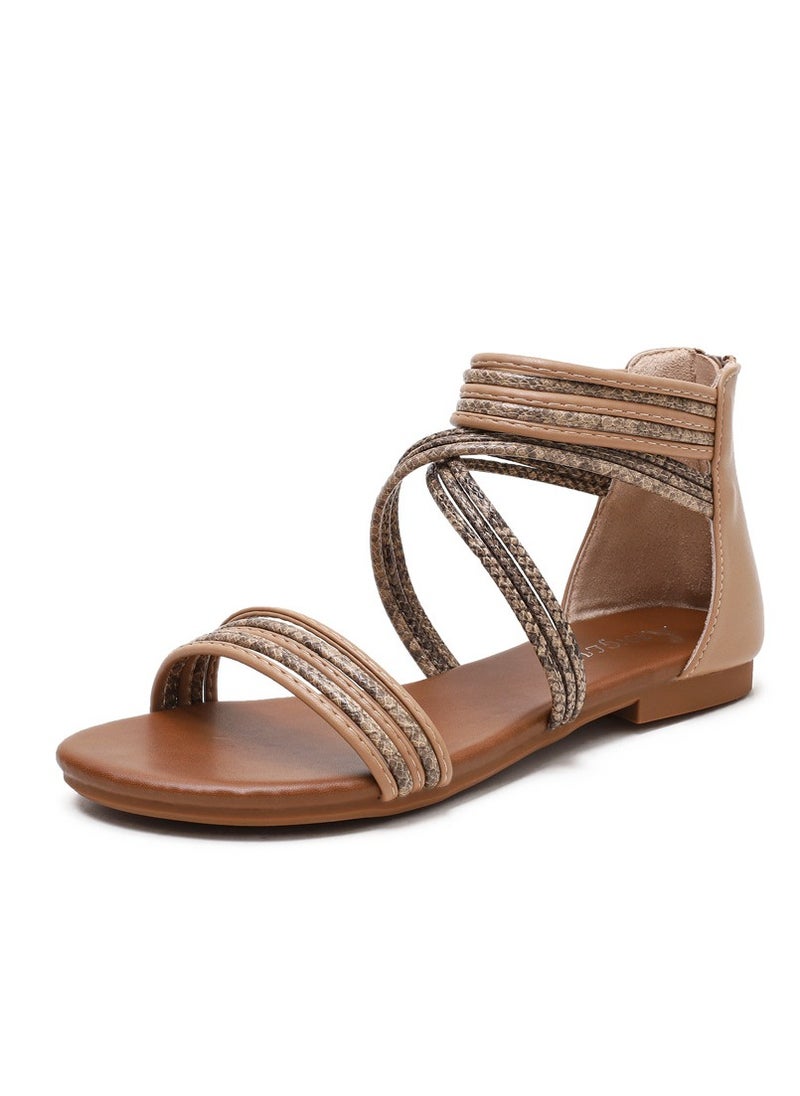 SIKETU 2025 New Versatile Fairy Style Roman Lace Flat Bohemian Beach Sandal  - Image 1