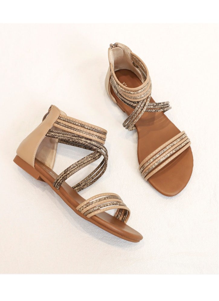 SIKETU 2025 New Versatile Fairy Style Roman Lace Flat Bohemian Beach Sandal  - Image 2