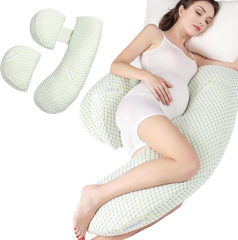 CozyCrest Pregnancy Pillow H-Shaped | Maternity Pillow for Women | Full Body Support Belly & Back Pain Relief | Removable Washable Hypoallergenic Organic Cotton Cover - Image 1