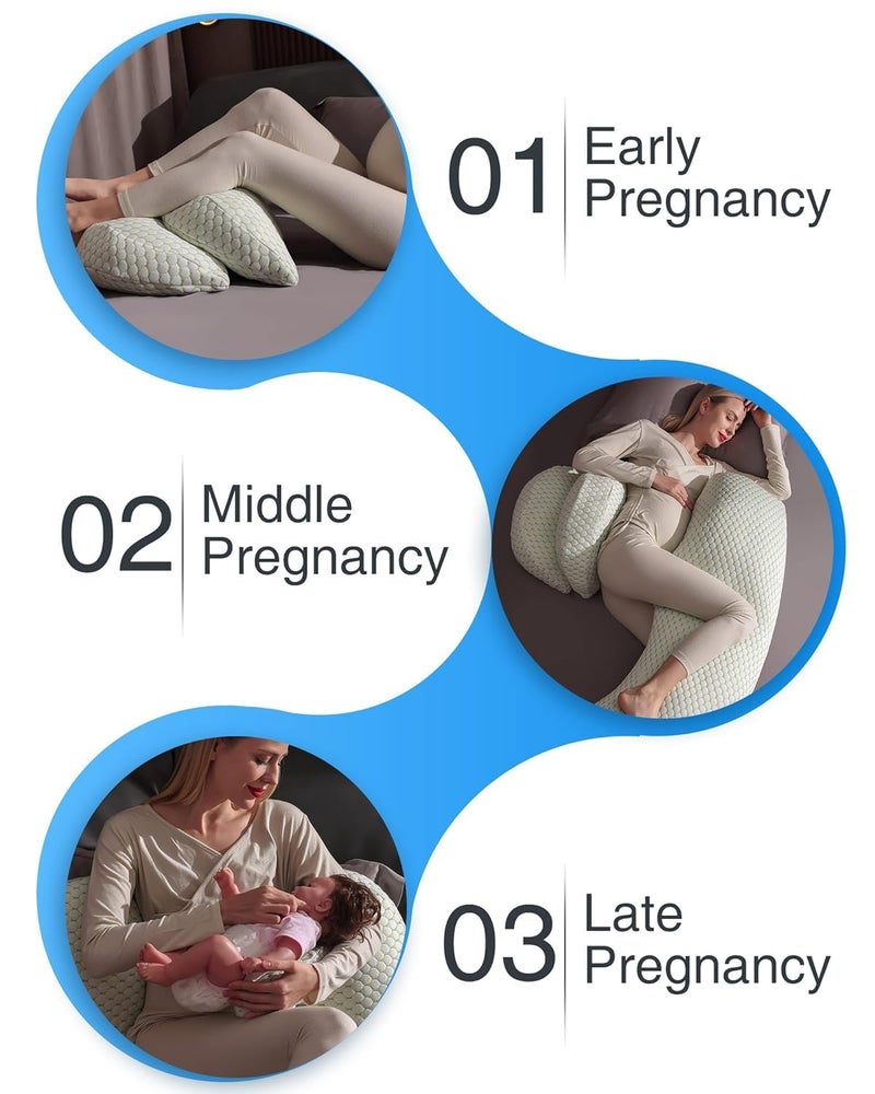CozyCrest Pregnancy Pillow H-Shaped | Maternity Pillow for Women | Full Body Support Belly & Back Pain Relief | Removable Washable Hypoallergenic Organic Cotton Cover - Image 3