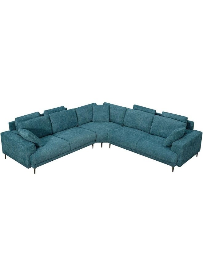 Comfynest Comfynest Oracion 7-Seater Sectional Corner Fabric Sofa With 5-Year Warranty 624X110X92Cm Blue - Image 3