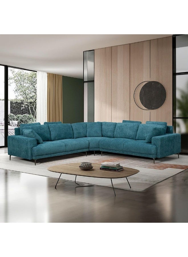 Comfynest Comfynest Oracion 7-Seater Sectional Corner Fabric Sofa With 5-Year Warranty 624X110X92Cm Blue - Image 1