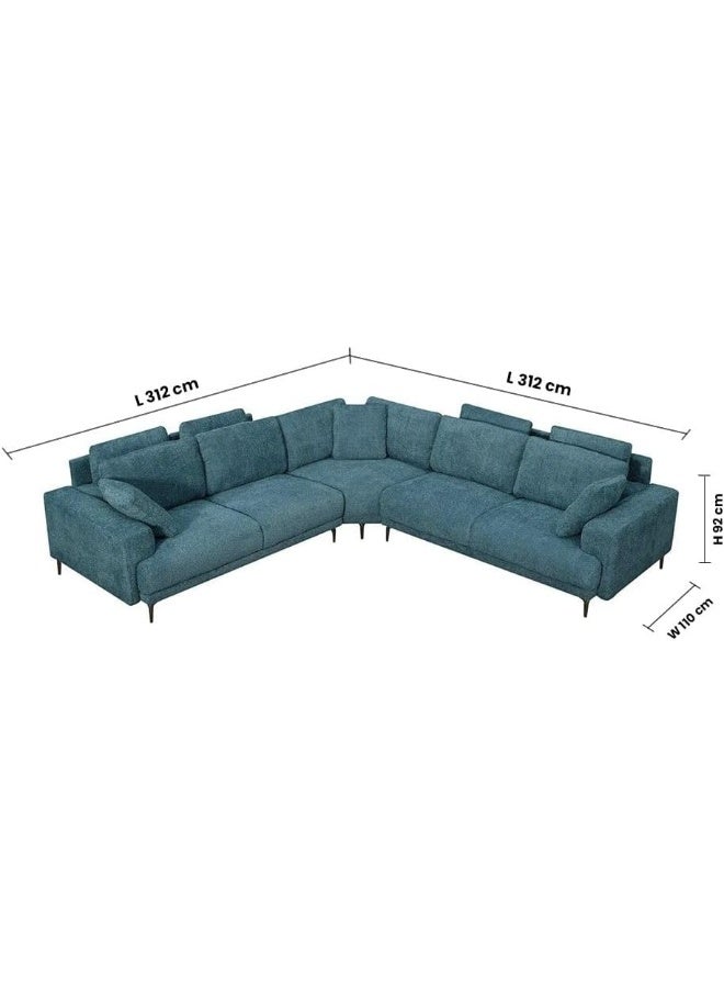 Comfynest Comfynest Oracion 7-Seater Sectional Corner Fabric Sofa With 5-Year Warranty 624X110X92Cm Blue - Image 2