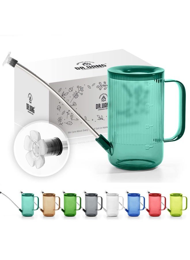 DR.UANG Watering Can for Indoor Plants with Long Spout Stainless Steel (Detachable) Small 1L/34oz Rainbow Plastic Small Watering Cans for Succulents/Airplants/Houseplants/Outdoor/Gardening (Emerald) - Image 1