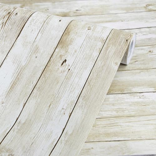 Abyssaly Wood Wallpaper 17.71" X 511.8" Self-Adhesive Removable Shiplap Peel and Stick Wallpaper Decorative Wall Covering Vintage Wood Panel Interior Film Contact Paper - Image 1