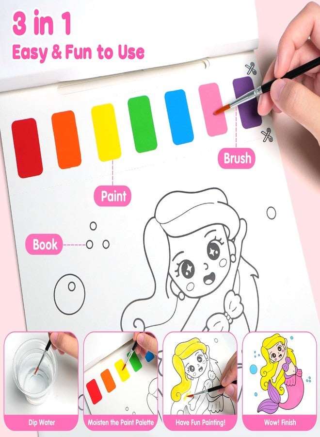 ZIZZ Paint with Water Coloring Books for Toddlers, Princess Watercolor Painting Sets for Kids Ages 3-5 4-8 Years Old, No-Mess Drawing Activity Art Craft Toys Birthday Valentine's Day Gifts for Girls - Image 3