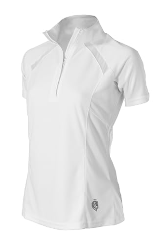 Equinavia Ingrid Women's Equestrian Show Shirt - Short Sleeved Performance Shirt with Cooling Mesh Panels - White - S - Image 1