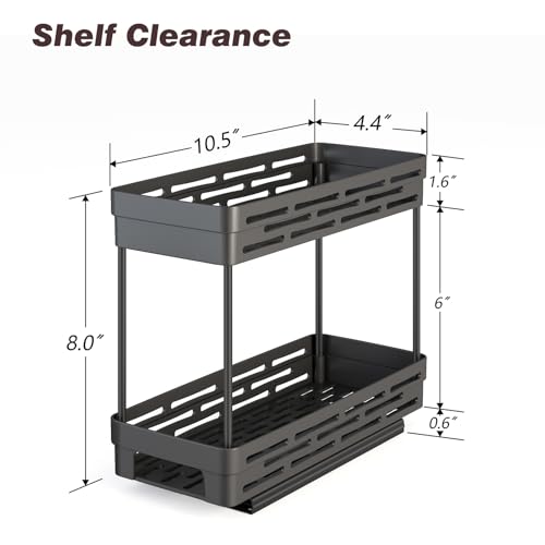 DABIGE Pull Out Spice Rack Organizer for Cabinet, 3 Packs Slide Out Spice Racks Organizer, Spice Cabinet Organizers, Cabinet Size Need:12'' Highx11'' Deepx5'' Wide,Each Tier Hold 10 Spice Jar - 2 Tier, Black - Image 4