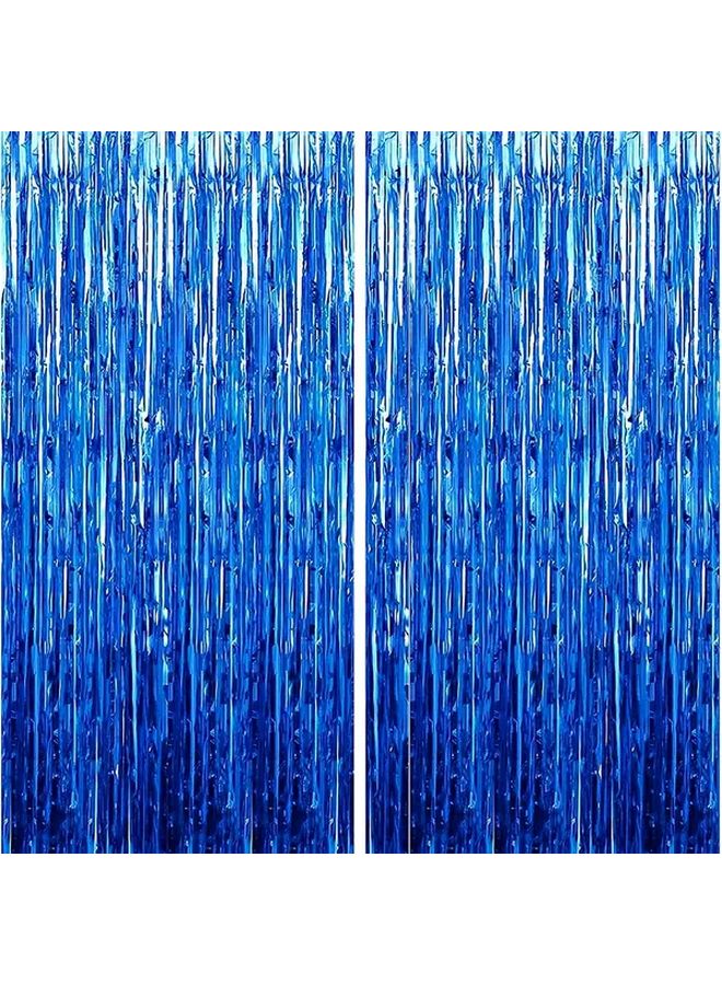 Blue Foil Tassel Backdrop 6Pcs Party Decor For Birthday Graduation Christmas - Image 2