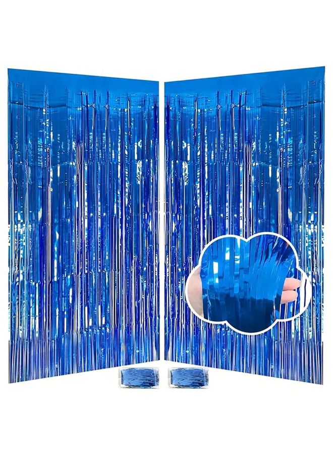 Blue Foil Tassel Backdrop 6Pcs Party Decor For Birthday Graduation Christmas - Image 1