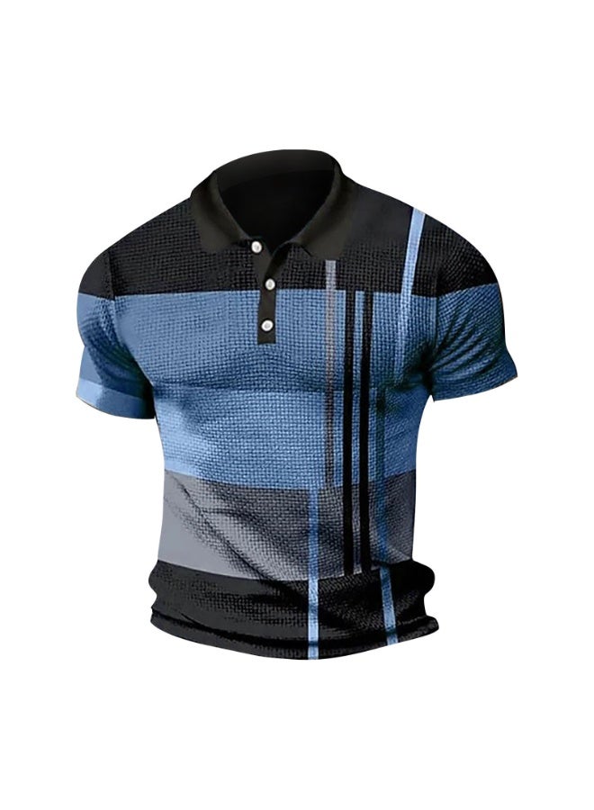 Summer  Fashion Men's Turn-down Collar Short Sleeve Striped Pullover T-shirts Casual Trendy Slim T-shirts Male Clothes - Image 1