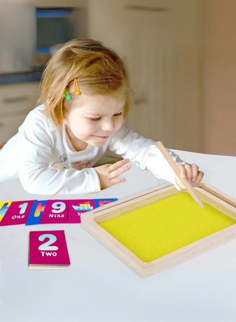 Wooden Sand Tray Writing Learning Toy for Kids – Educational Handwriting Practice Set with Wooden Pen, Letters, Numbers, and Animal Words – Fine Motor Skills and Sensory Development Toy for Preschoo - Image 3
