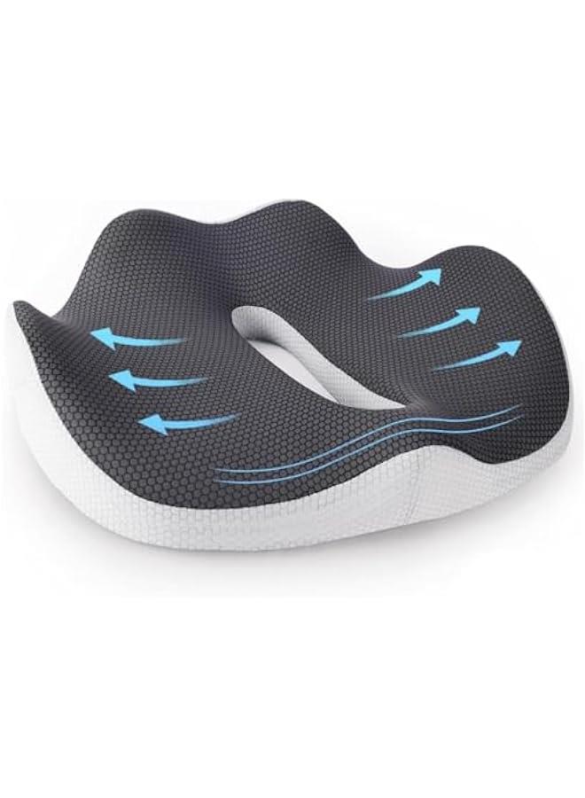 ميكسد Large Memory Seat Cushion for Desk Chair, Non-Slip 3D Office Chair Cushions for Pressure Relief Sciatica & Tailbone Back Pain Relief, Ergonomic Pillow Memory Foam Coccyx Pad for Office Home Car (Gre - Image 1